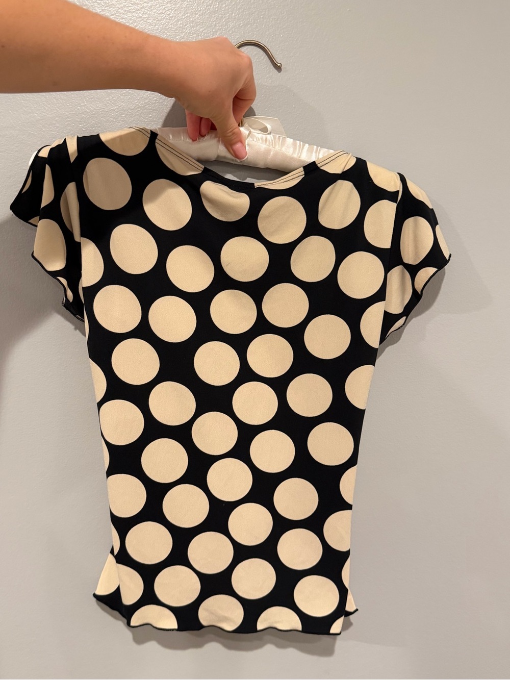 Vintage Byer California Black and Cream Polka Dot Wrap-style Blouse - Picture 4 of 4